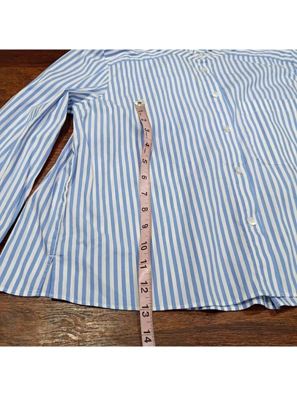 Veronica Beard Blue & White Striped Ruffle Collar Button-Down Shirt Size 6 - Picture 10 of 12